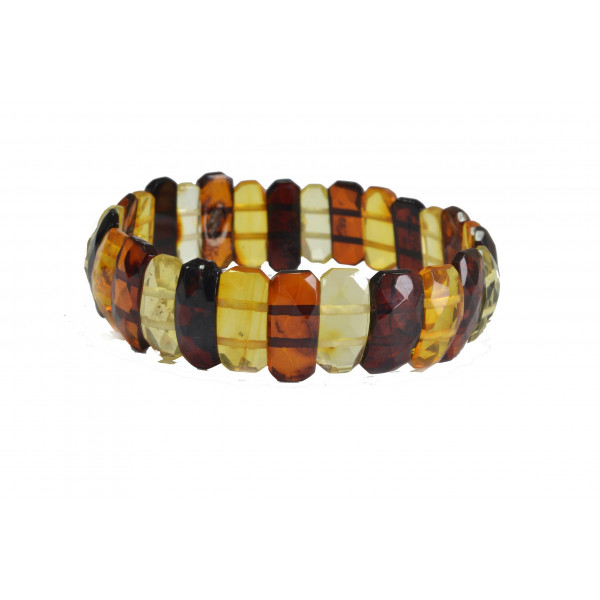 Multi Faceted Amber Adult Bracelet on Elastic Band