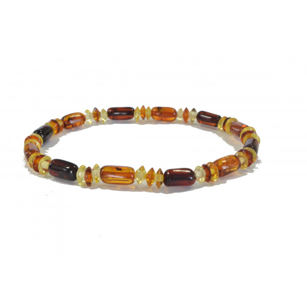Multi Polished Amber Adult Bracelet on Elastic Band