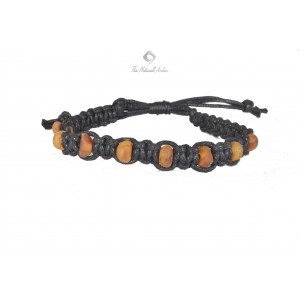 Braided Adult Bracelet with Cognac Raw Amber