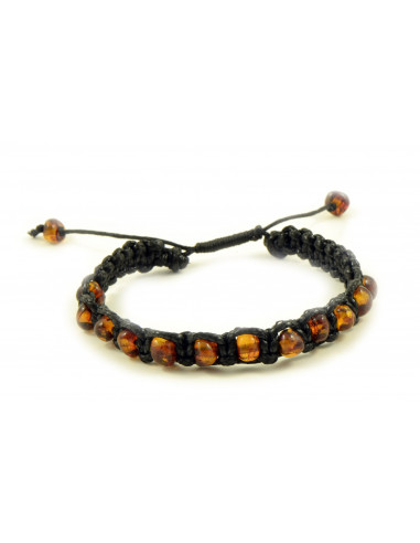 Braided Adult Bracelet with Cognac Polished Amber