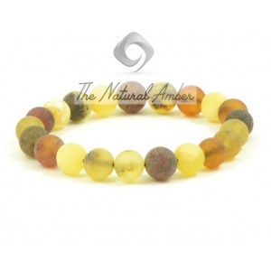 Multi Round Raw Amber Adult Bracelet on Elastic Band