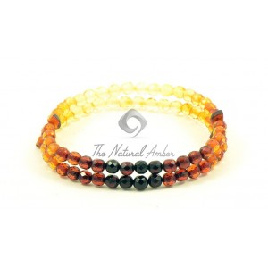 Rainbow Faceted Amber Adult Bracelet on 2 Rows