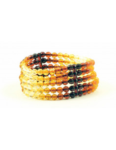 Rainbow Faceted Amber Adult Bracelet on 5 Rows
