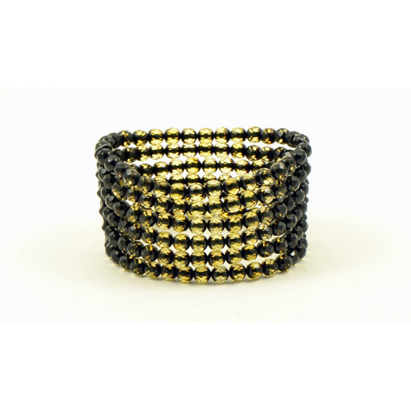 Green Faceted Amber Adult Bracelet on 6 Rows