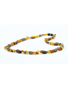 Multi Color Olive & Baroque Raw Amber Beads Necklace for Adult