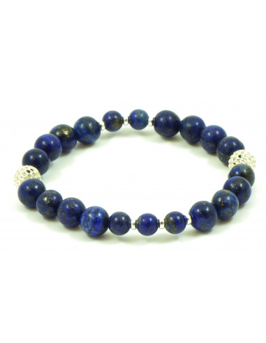 Lapis Lazuli & Silver Beads Bracelet for Adult