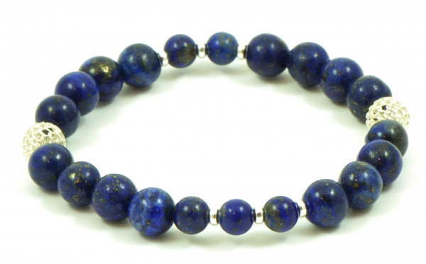 Lapis Lazuli & Silver Beads Bracelet for Adult