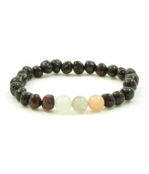 Cherry Baroque Polished Amber & Moonstone Beads Bracelet for Adult