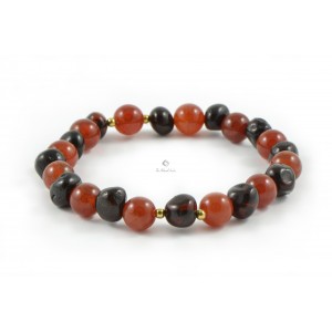 Cherry Baroque Polished Amber & Red Agate Beads Bracelet for Adult
