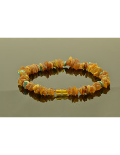 Cognac & Honey Raw Amber and Turquoise Beads Pet Collar