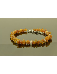 Cognac & Honey Raw Amber and Quartz Beads Pet Collar with Adjustable Chain