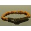 Cognac & Honey Amber and Amethyst Beads Pet Collars with Leather Strap