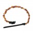 Cognac & Honey Amber and Amethyst Beads Pet Collars with Leather Strap