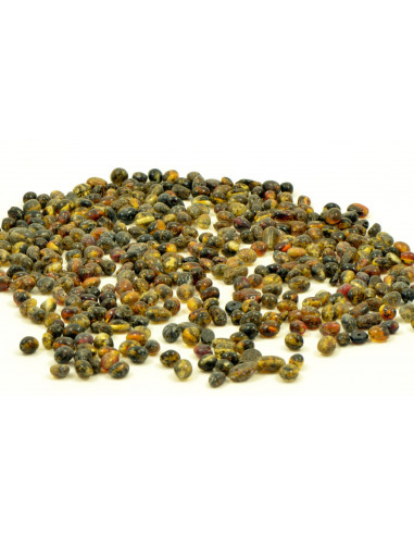 Loose Green Olive Polished Amber Beads