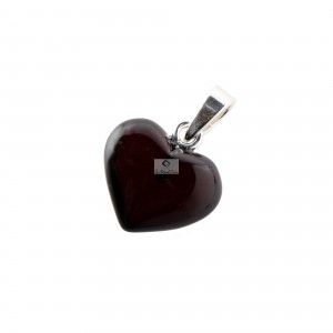 Cherry Amber & Silver Heart Shape Pendant