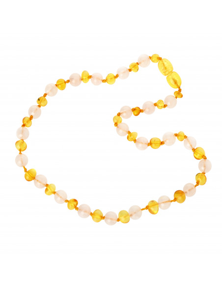 Honey Baroque Polished Amber & Quartz  Necklace for Child