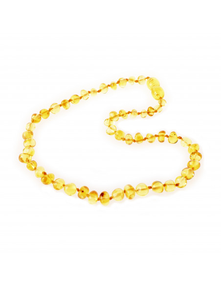 Lemon Polished Baroque Amber Beads Necklace for Baby