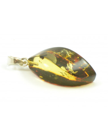 Green Baltic Amber Pendant with 925 Sterling Silver
