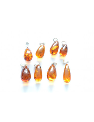 Cognac Amber Pendant with Sterling Silver 925