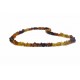 Multicolor Amber Necklace and Leather Strip Set