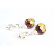 Green Faceted Amber Earrings with 925 Sterling Silver