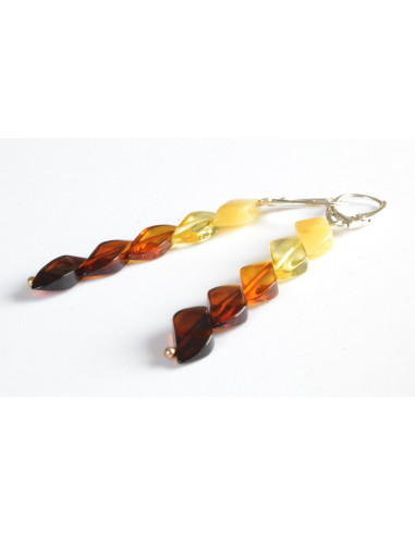 Multi Amber Drop Earrings with Sterling Silver 925