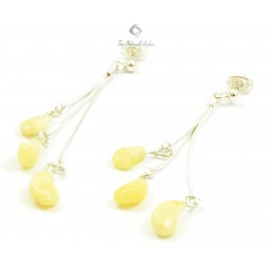 Milky Amber Earrings with Sterling Silver 925
