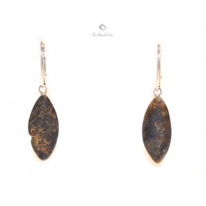 Raw Green Amber Earrings with Sterling Silver 925