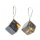 Green Amber Drop Earrings with Sterling Silver 925