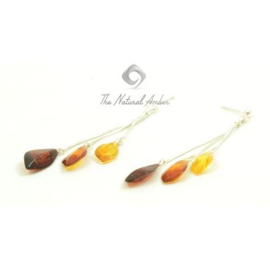 Multi Amber Drop Earrings with Sterling Silver 925