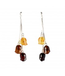 Genuine Amber flower earrings