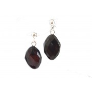 Cherry Faceted Amber Earrings with Sterling Silver 925