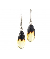 Green Faceted Amber Drop Earrings with Sterling Silver 925