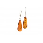 Cognac Amber Earrings with Sterling Silver 925