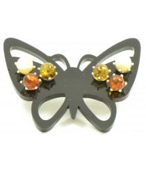 3 Pairs of Amber Stud Earrings with Butterfly Display Stand