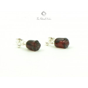 Cherry Rose Amber Drop Earrings with Sterling Silver 925
