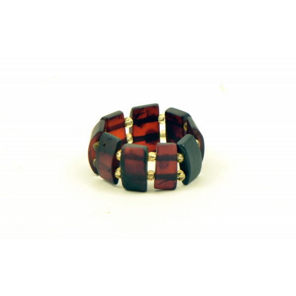 Cherry Raw Amber Ring on Elastic Bands