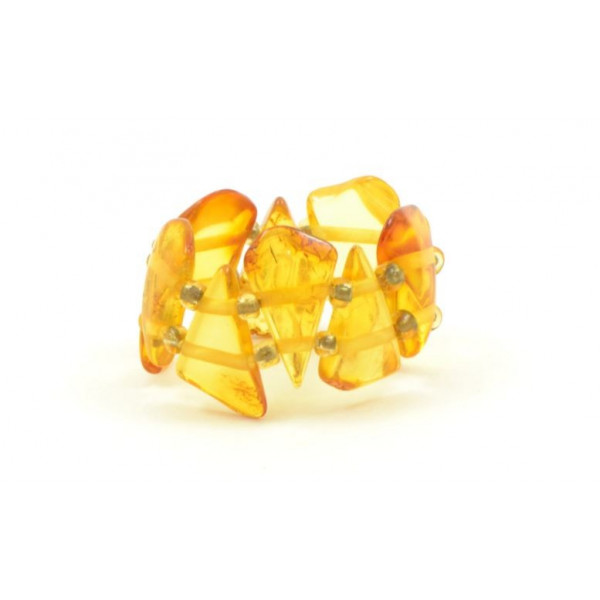 Honey Amber Ring Strung on Elastic Bands