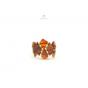Cherry Raw Amber Ring on Elastic Bands