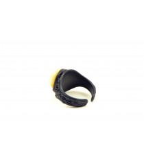 Milky Baltic Amber Amber And Black Leather Ring