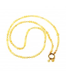 Raw Lemon Amber Necklace with Gold Plated Ring and Two Small Pendants for Adult