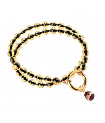 Delicate Green Amber Bracelet with Gold Plated Ring and Pendant WF3
