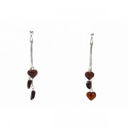 Cherry Polished Amber Heart Drop Earrings  with Sterling Silver 925