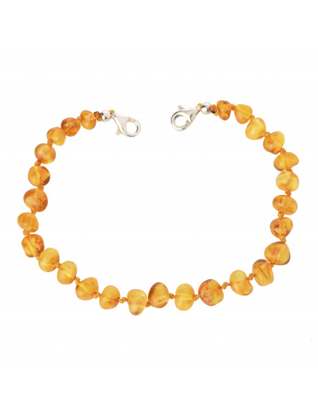 Honey Baroque Polished Amber Anklet for Adult with 925 Sterling Silver Clasp