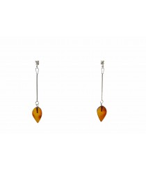 Cherry Leaf Amber Drop Earrings with Sterling Silver 925