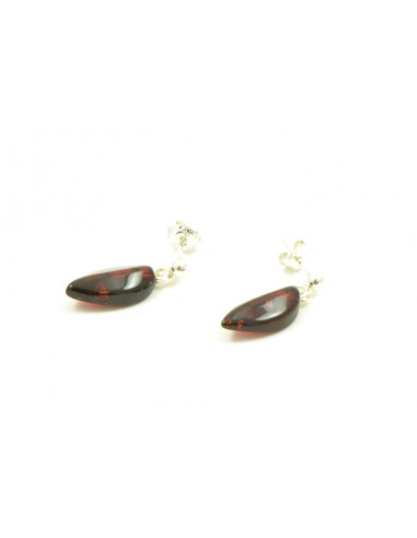 Cherry Polished Amber Earrings  with Sterling Silver 925