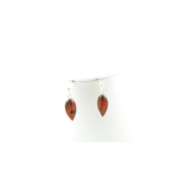 Cherry Polished Amber Earrings  with Sterling Silver 925