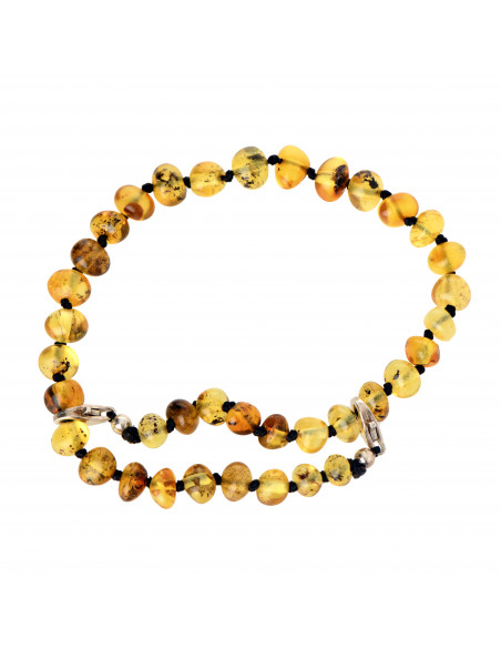 Green Baroque Polished Amber Anklet for Adult  with 925 Sterling Silver Clasp