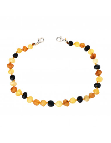 Multi Baroque Raw Amber Anklet for Adult with 925 Sterling Silver Clasp