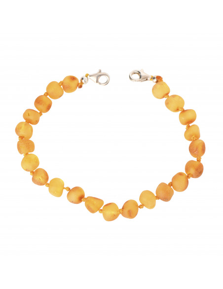 Honey Baroque Raw Amber Anklet for Adult with 925 Sterling Silver Clasp